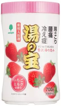 Kiyo Pyrethrum Yu no Takara Аромат клубники и молока Лекарственная соль для ванн Приятный аромат Расслабляющий порошок (Бутылка/700г) (При простуде/болях в спине/скованности