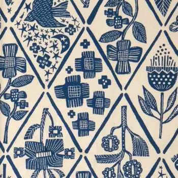KIYOHARA Fabric Ox African Cloth Wooden Flower 110cm Width x 1m Cut OWBL Off Blue AF-1M AJAF-1M