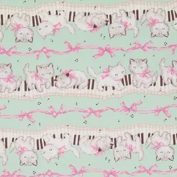 KIYOHARA Fabric Ox Piano Cat Cat 110cm Width x 1m Cut G Green School Entrance Goods 3 Pieces Recipe Included CMC21-1M