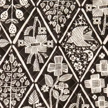 KIYOHARA Fabric Quilting African Cloth Tree Flower 105cm Width x 50cm Cut BK Black AFK-50