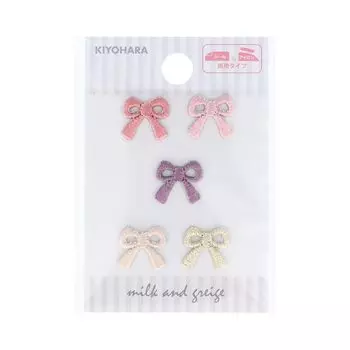 KIYOHARA Favorite Sticker Dual Use Type Petit Patch Ribbon Pink 5 pieces W13mm x H13mm MOW885 & Iron-on