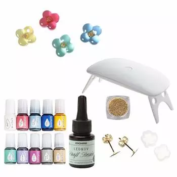KIYOHARA LED UV Craft Resin Starter Set для изготовления пухлых сережек-цветков с рецептом AJLEDRTR1 и