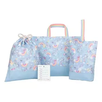 KIYOHARA Lesson Inner Shoes Gym Clothes Name Rainbow Dream Blue Girls Bag, Bag, Bag, Sticker, AJMOW155-S3