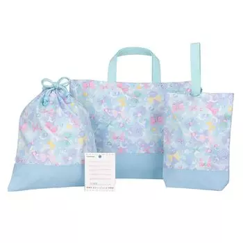 KIYOHARA Lesson Inner Shoes Gym Clothes Name Bubble Blue Girls Bag, Bag, Bag, Sticker, Ribbon, MOW156-S3