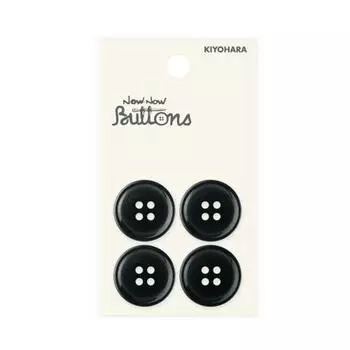 KIYOHARA Now Now Button Color Button 4 Holes 4 Pieces Diameter 20mm Black NWN69