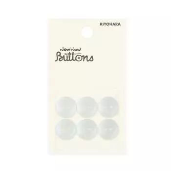 KIYOHARA NOW NOW Button, Shell Style Shirt Button, Dish-shaped, 2 Holes, 6 Pieces, Diameter 13mm, White NWN4033