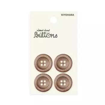 KIYOHARA Now Now Button Wood Button Plywood Round 4 Holes 4 Pieces Diameter 20mm Brown NWN175