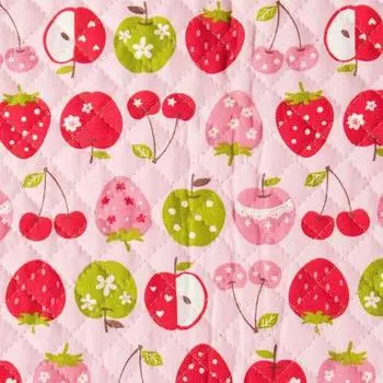 KIYOHARA Ткань для квилтинга для девочек, водоотталкивающая, ширина 105 см x отрез 50 см, цвет Fruit #5A, розовый, в комплект входит сумка для уроков с рецептом TY77K-50