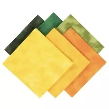 KIYOHARA Unevenly Dyed Print Mini Cut Cloth Set of 6 Colors Fabric Scare Approx. 50cm x 35cm Cut Col.2 Yellow-Green TY69MC-6S