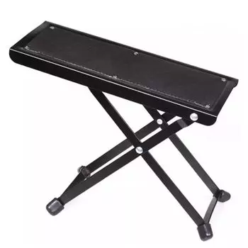 KIZAI Guitar Foot Compatible with Acoustic and Electric Height Foldable Foot Pedal Rest, Metal, Guitars, Adjustable, (Metallic Color)