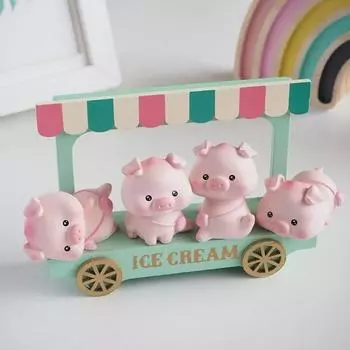 Kkalkal Market Mini Lucky Pig Doll Набор из 4 штук, корейские аксессуары для автомобилей