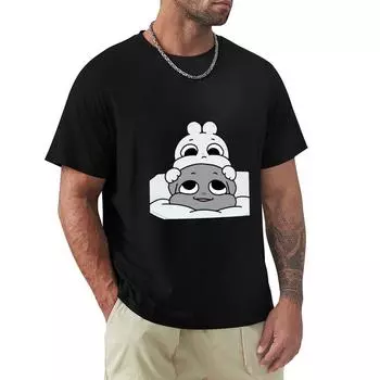 Kkamang Парочка Наклейка Футболка Смешные Винтажные Футболки Мужская Футболка Графический S средний синий