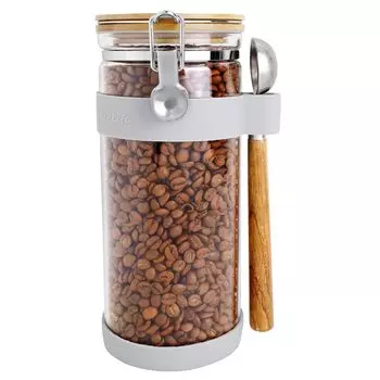KKC Хранение кофейных зерен Герметичный стеклянный кофейный контейнер Подходит для хранения сухих продуктов, таких как сушеный кофе. Контейнер, 500 г, Канистра, зерна, порошок, зерна,