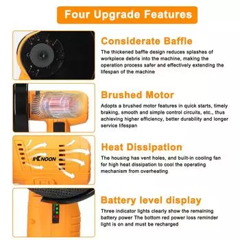KKNOON 12 В 19500 об/мин M5 угловая шлифовальная машина щеточный двигатель электрический шлифовальный инструмент многофункциональный литий 2pcs batteries US Plug разноцветный