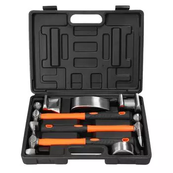 KKNOON, 7 предметов, комплект для ремонта кузова автомобиля, молоток из листового металла из углеродистой стали и тележки с футляром для хранения 7pcs чёрный