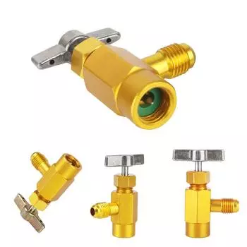 Клапан открывания крана 1/4 резьбовой адаптер R-134a хладагент 1/2 ACME может раздаточная бутылка автомобильные аксессуары автомобильный кондиционер авто AC-1214
