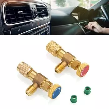 Клапаны для заправки хладагента R410A, предохранительный адаптер с внутренней резьбой от 1/4 дюйма до внутренней резьбы 5/16 дюйма, шаровые краны для регулирования потока для R410A синий