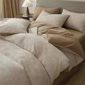 Класс А 120 Материнский и младенческий класс Жаккардовый комплект из 4 предметов Чистый хлопок Хлопок из Синьцзяна Хлопковая простыня для сна нагишом Пододеяльник Модель матраса 0.9-1 Sheet Three-piece Set Quilt Cover 1.5*2m