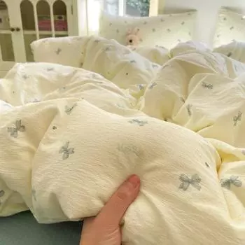 Класс А для матерей и младенцев жаккардовый чистый стираный хлопок вязаный хлопок двухслойная пряжа кровать 4 предмета пододеяльник простыня 150cmx200cm Single quilt