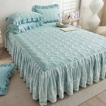 Класс А, мягкая хлопковая стеганая соевая юбка-кровать, утолщенное кружевное покрывало, наматрасник, постельное белье 1,8 м 1.5*2.0m 3pcs