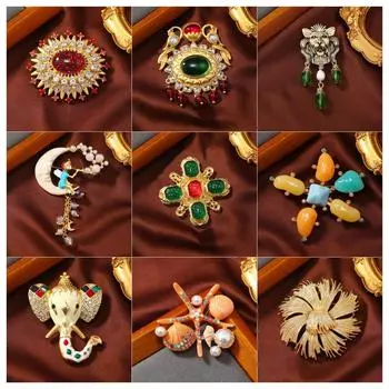 Классическая эмалевая брошь, средневековая винтажная брошь, булавка в виде морской звезды, крест, значок для тяжелой промышленности, аксессуары