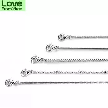 Классическая базовая цепочка из 100% стерлингового серебра 925 пробы, ожерелье, цепочка 40 см, 45 см, 50 см, изящная ювелирная подвеска, звено 45cm