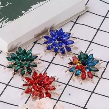 Классическая брошь ручной работы с разноцветными стразами в форме цветка, винтажная булавка для шапки, шарфа, шаль, значок, свадебный подарок, аксессуары для платья