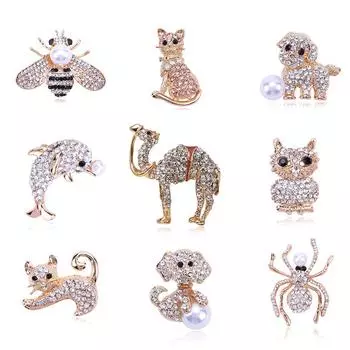 Классическая брошь со стразами в виде животных, металлические булавки для шарфа из розового золота, ювелирные изделия, подарок, декор для вечерние одежды 30x22mm розового золота