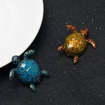 Классическая черепаха броши ювелирные изделия костюм лацкан брошь подарок животное горный хрусталь брошь свитер синий