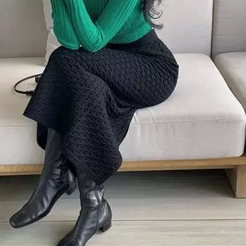 Классическая черная облегающая юбка средней длины для женщин, осень/зима, высокая талия, трикотажная юбка средней длины S