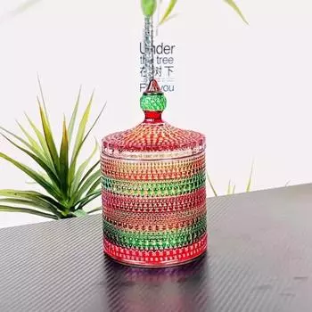Классическая цветная хрустальная стеклянная банка для конфет, креативная юрта, украшения, ватные палочки, косметика, коробка для хранения свечей, настольная банка для хранения фруктов и закусок