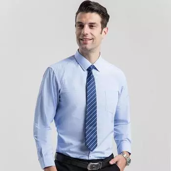 Классическая деловая мужская классическая рубашка с длинным рукавом в клетку с отложным воротником, синие клетчатые рубашки обычного кроя, мужские деловые офисные рубашки 38