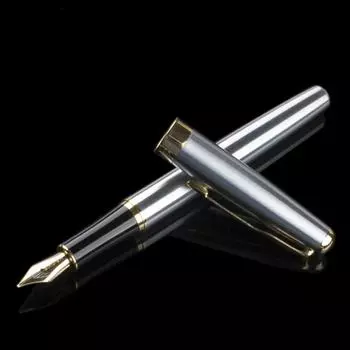 Классическая деловая серебряная перьевая ручка с отделкой M перо письменные принадлежности серебряный