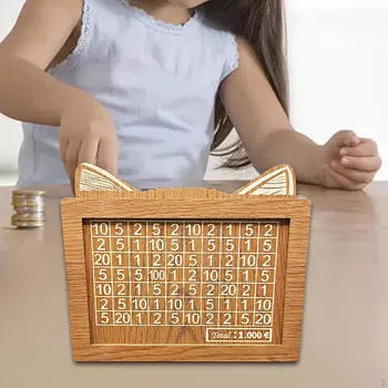 Классическая деревянная банка с цифровым дисплеем для сбережения денег Euro 1000