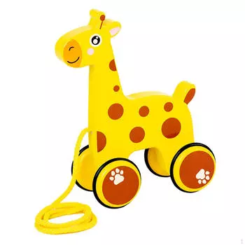 Классическая деревянная игрушка-тягач с животными для детей — интерактивная ходьба Giraffe