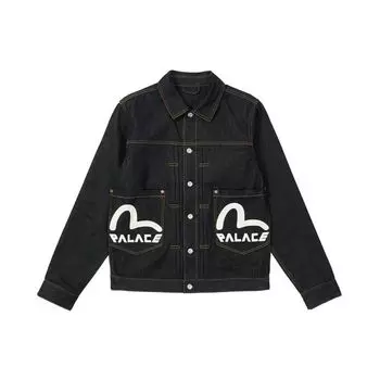 Классическая джинсовая куртка Palace x Evisu Seagull, верхняя одежда унисекс цвета необработанного индиго, синяя P21EVD001