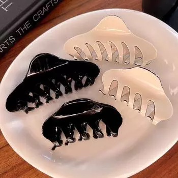 Классическая французская большая заколка для волос из ацетата - универсальная, высококачественная заколка-акула для затылка F1344 Small чёрный