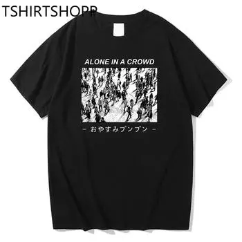 Классическая футболка «Один в толпе» с рисунком Оясуми Пунпун, модная женская унисекс уличная одежда в стиле аниме, удобная летняя футболка, хлопковые топы L