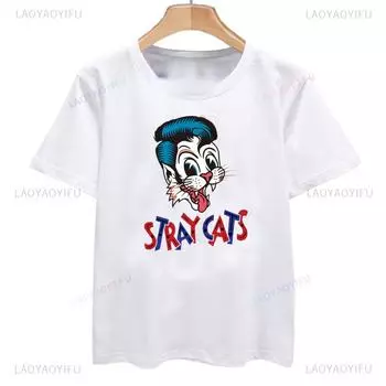 Классическая футболка Stray Cats Rock, американская рок-группа, фанаты хипстерской уличной моды, дышащая футболка унисекс для мальчиков и девочек, хлопок L