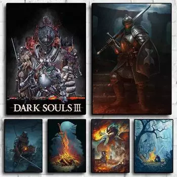 Классическая игра Dark Souls, рисунок на холсте, картина с принтом, постер для гостиной, 80-е годы, ретро-искусство, домашний декор, картина, подарок для фаната игры 21x30cm No Frame