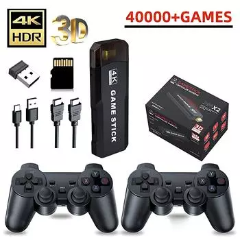 Классическая игровая консоль X2 GD10 в стиле ретро, игровая консоль с ТВ-выходом HD 4K, расширенные возможности 3D-игр, беспроводной контроллер 2,4 ГГц, 64 ГБ/128 ГБ 64G