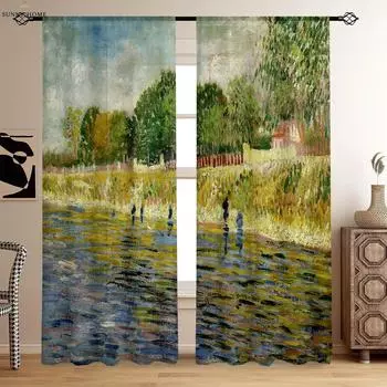 Классическая картина маслом 3D печать занавеска кабинет студия гостиная спальня декоративная занавеска полиэфирное волокно 2 шт W50xH140(CM)x2PCS&Rod pocket