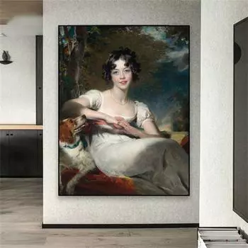 Классическая картина маслом постер Леди Мария Конингем принты сэра Томаса Лоуренса холст картины для украшения галереи 21cm30cm NoFrame