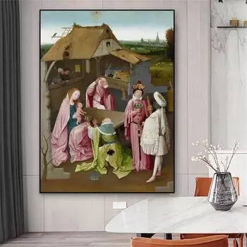 Классическая картина маслом постер Поклонение волхвов принты Иероним Босх холст картина гостиная украшение дома 21cm30cm NoFrame