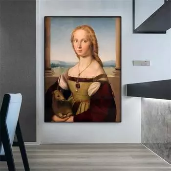 Классическая картина маслом Рафаэлло dama con l unicorno, печать на холсте, галерея, декор для дома, настенные художественные картины, живопись 21cm30cm NoFrame
