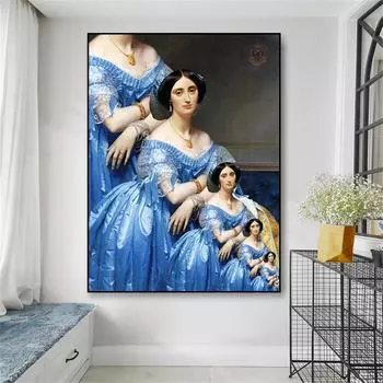 Классическая картина, принты принцессы де Бройля, Жан-Огюст-Доминик Энгр, холст, живопись, винтажный постер, настенный художественный декор 21cm30cm NoFrame