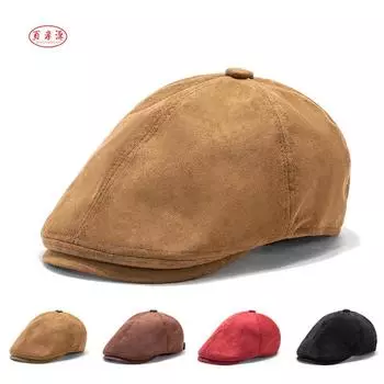 Классическая кепка Осень-Зима Кепка с козырьком Замшевая кепка с козырьком Винтажный берет Кепка художника чёрный