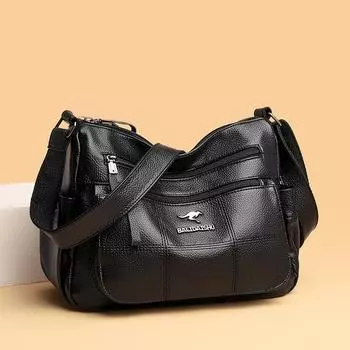 Классическая клетчатая сумка для мамы с вышивкой, многокарманная кожаная маленькая квадратная сумка, модная сумка через плечо с принтом личи чёрный