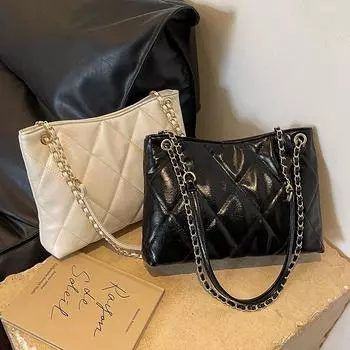 Классическая клетчатая сумка-тоут из искусственной кожи, новая женская простая сумка через плечо с большой вместимостью, сумка для учебы и учебы, сумки под мышкой