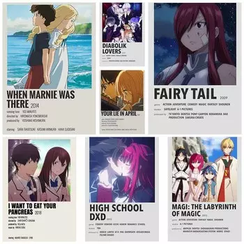 Классическая коллекция аниме-постеров Моя геройская академия Унесенные призраками Ретро-белые бумажные постеры Настенные принты Картины Домашний декор Украшение комнаты Искусство Живопись 30x21cm